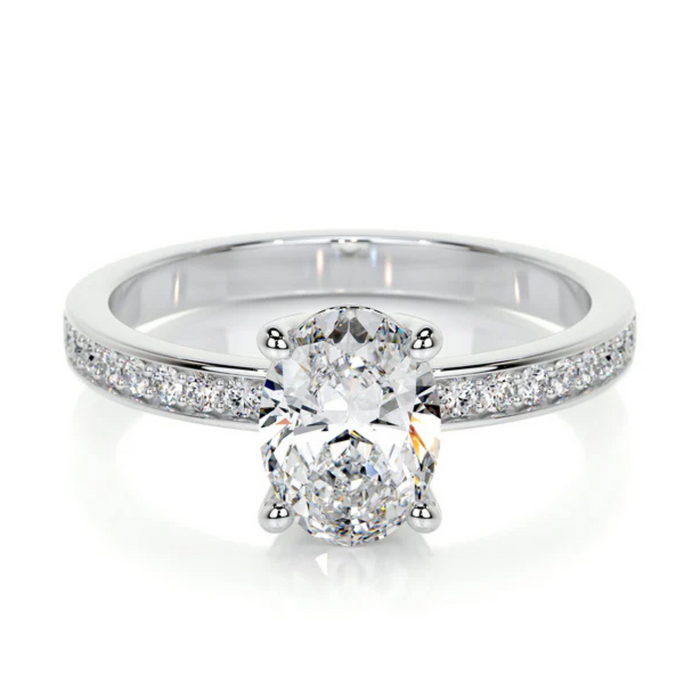 Nicole Manson 1006 Pave Ring Oval Lab Grown Diamond White Gold