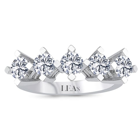 Lea 1001 5 Stone Lab Grown Diamond Ring White Gold 2.50ct